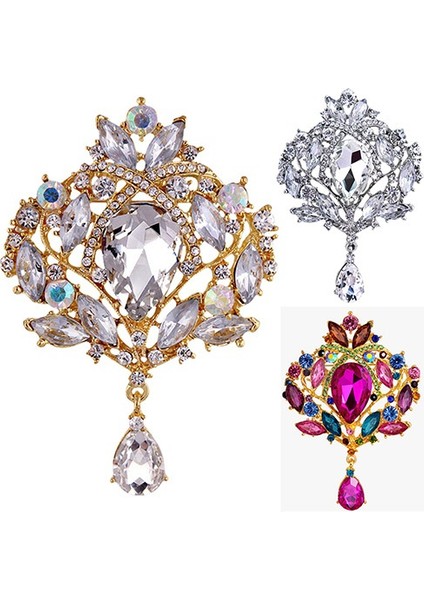No.5 Boyutu Sıcak Çok Renkli Damla Lüks Taşlı Kristal Düğün Gelin Alaşımlı Broş Pin - Del (Yurt Dışından)