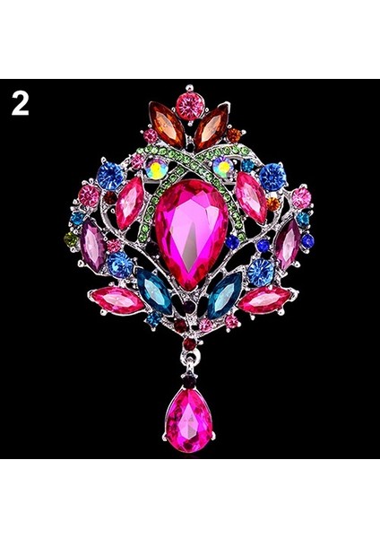 No.5 Boyutu Sıcak Çok Renkli Damla Lüks Taşlı Kristal Düğün Gelin Alaşımlı Broş Pin - Del (Yurt Dışından)