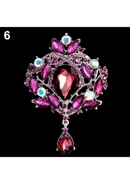 No.5 Boyutu Sıcak Çok Renkli Damla Lüks Taşlı Kristal Düğün Gelin Alaşımlı Broş Pin - Del (Yurt Dışından)