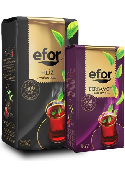 Filiz Çay 1000 gr - Efor Bergamot Aromalı Çay 500 gr Dökme Çay-Set