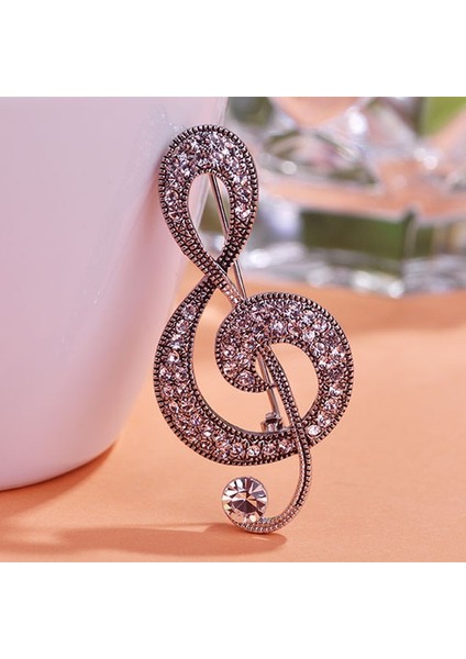Gümüş Tarzı Çekici Büyük Retro Müzik Notu Vintage Takı Antik Gümüş Kristal Broş Antika Lir Çiçeği Broş Lady Pin Bluz cc (Yurt Dışından)