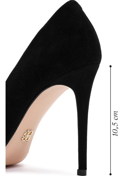 Kadın Siyah Ince Topuklu Süet Deri Stiletto 24WFD122810