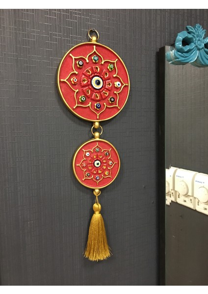 El Yapımı Duvar Süsü Dekoratif Ikili Nazarlık Kırmızı Ev Hediyesi fiyatları