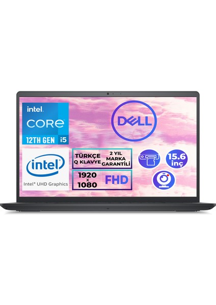 Inspiron 15 3520 I5-1235U 8gb 256GB SSD 15.6" Ubuntu Dizüstü Bilgisayar I352024052009U