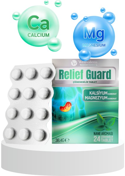 Relief Guard Antacid – Kalsiyum Karbonat ve Magnezyum Karbonatlı Nane Ferahlığı - 24 Çiğnenebilir Tablet M