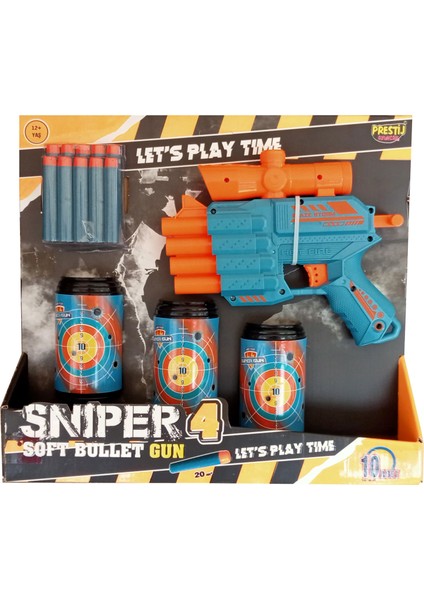 Sniper 4 Girişli Hedefli Dürbünlü Sünger Dart Atan Nerf Tabancası