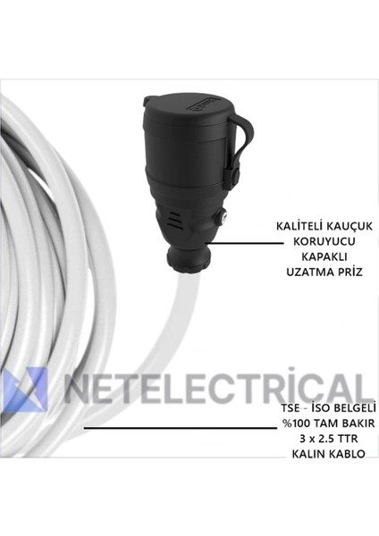 Elektrikli Araba Şarj Uzatma Kablosu (Beyaz, 55 Metre) fiyatları