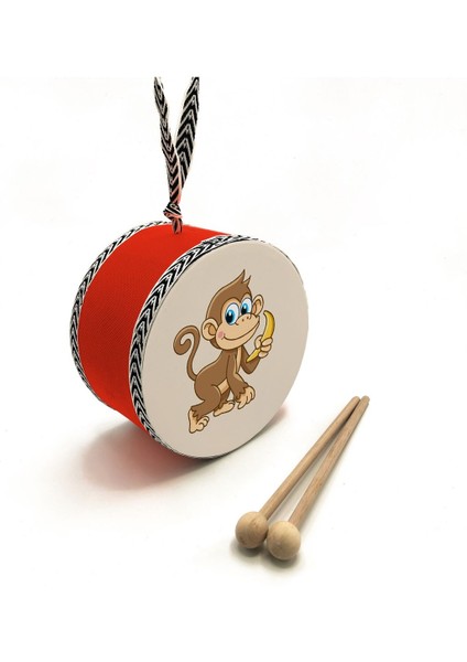 Maymun Baskılı , Kırmızı , Gerçek Deri Çocuk Davulu fırsatları