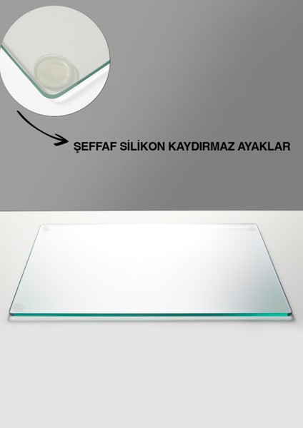 Şeffaf Saydam Temperli Cam Kesme Tahtası - Cam Kesme Tablası 25*35 Cm