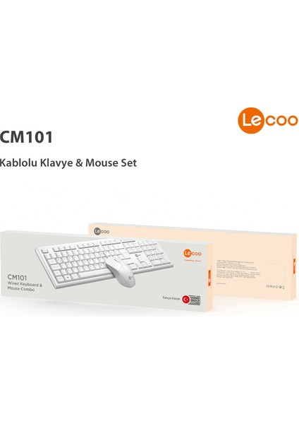 CM101 USB Kablolu Türkçe Q Klavye & Mouse Set Beyaz