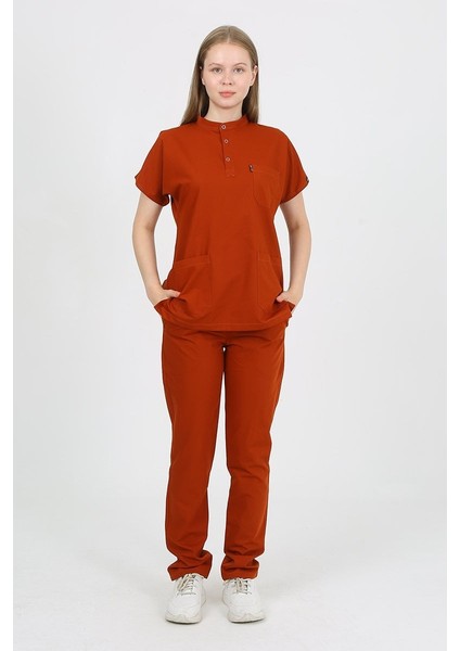 Plumeria Hakim Yaka Kiremit Uniforma (Likralı) M - Takım - Hayır Isim Yazılmasın modelleri