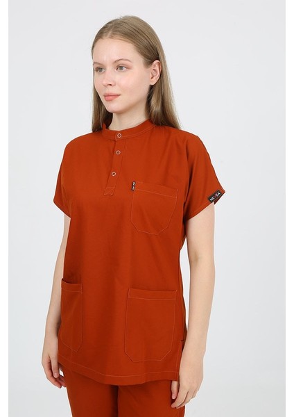 Plumeria Hakim Yaka Kiremit Uniforma (Likralı) M - Takım - Hayır Isim Yazılmasın indirimleri