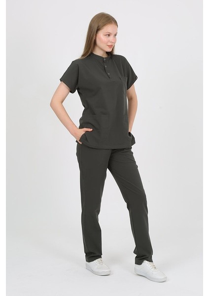 Plumeria Hakim Yaka Koyu Haki Unisex Uniforma (Likralı) Xl - Takım - Hayır Isim Yazılmasın