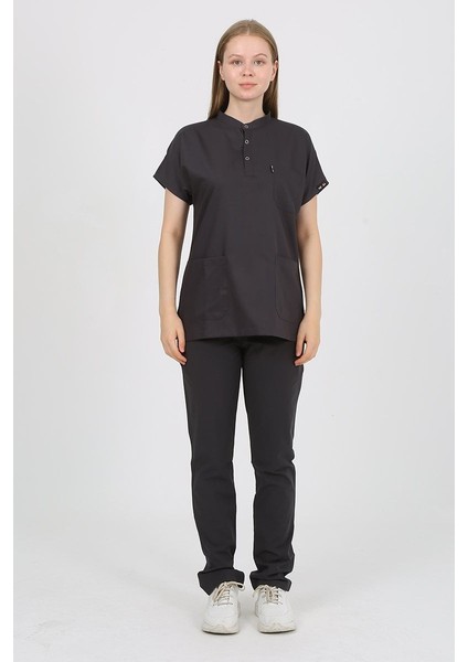 Plumeria Hakim Yaka Füme Uniforma (Likralı) M - Takım - Hayır Isim Yazılmasın modelleri