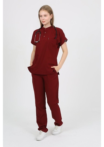Plumeria Hakim Yaka Bordo Uniforma (Likralı) 2xs - Takım - Hayır Isim Yazılmasın