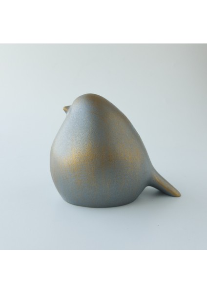 Dekoratif Tombul Kuş Soyut Biblo (Füme-Altın) Ev Hediyesi modelleri