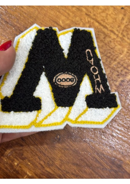 12X10 cm Punch Dokuma M Harfi Arma Dikiş Aplike