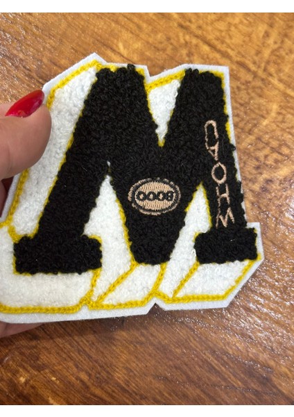 12X10 cm Punch Dokuma M Harfi Arma Dikiş Aplike modelleri