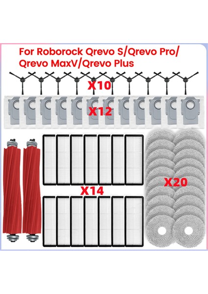 Qrevo S, Pro, Maxv, Plus Vakum Parçaları Ana Yan Fırça Filtreleri Paspas Pedi Bezi Toz Torbaları (Yurt Dışından)