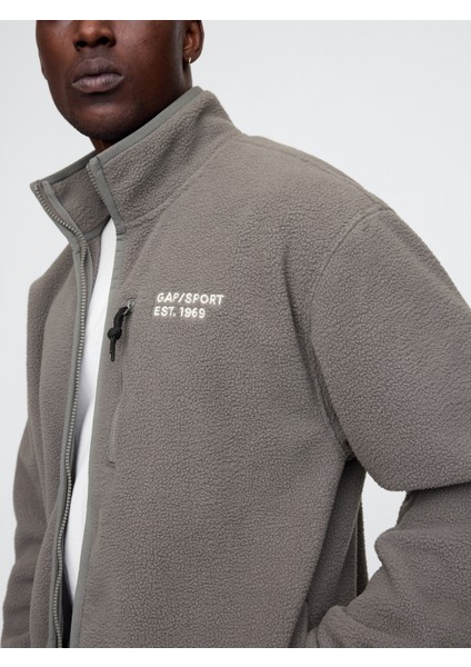 Erkek Gri Gap Logo Arctic Fleece Fermuarlı Ceket fırsatları