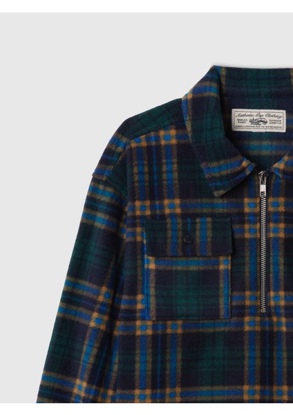 Erkek Çocuk Koyu Mavi Yarım Fermuarlı Desenli Sweatshirt modelleri