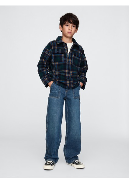 Erkek Çocuk Koyu Mavi Yarım Fermuarlı Desenli Sweatshirt fırsatları