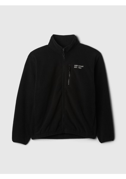 Erkek Siyah Gap Logo Arctic Fleece Fermuarlı Ceket