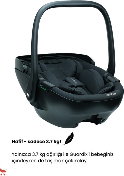 Guardix ayarlanabilir Baş Destekli I-Size Bebek Oto Koltuğu 0-13 kg Siyah, hafif modelleri