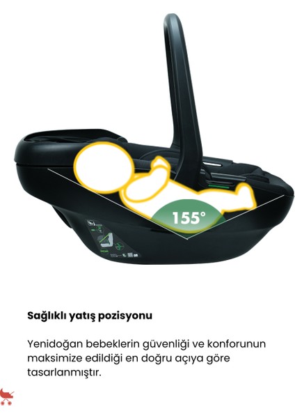Guardix ayarlanabilir Baş Destekli I-Size Bebek Oto Koltuğu 0-13 kg Siyah, hafif