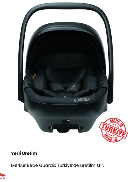 Guardix ayarlanabilir Baş Destekli I-Size Bebek Oto Koltuğu 0-13 kg Siyah, hafif