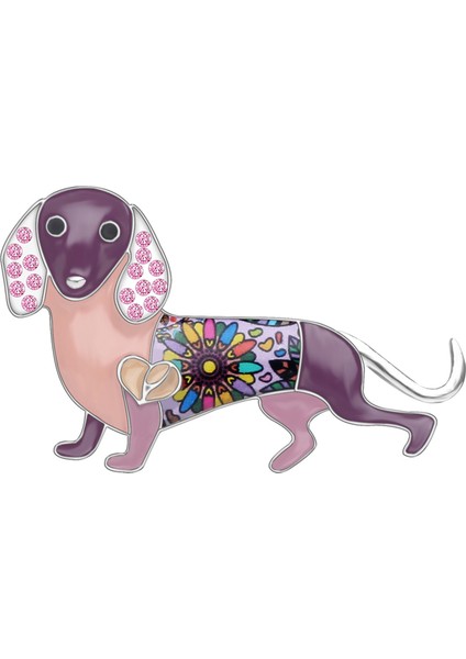 Mor Tarzı Kızlar Kadınlar Için Takılar Kolye Eşarp Dekorasyon Hediye Dachshund Köpek Broş Elmas Rhinestone Enamel Alaşım Hayvan Takı (Yurt Dışından)