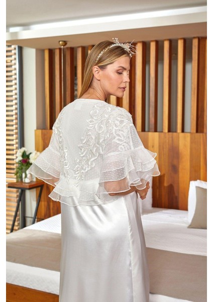 Kadın Krem Lohusa Sabahlık 24614 modelleri