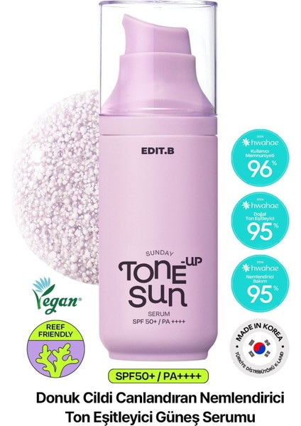 Makyaj Bazı Olarak Da Kullanılabilen Nemlendirici Aydınlatıcı Etkili Edıt.b Tone-Up Sun Serum SPF50