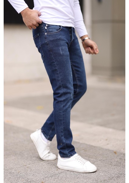 Erkek Jean Slim Fit Dar Paça Likralı Esnek Kot Pantolon fırsatları