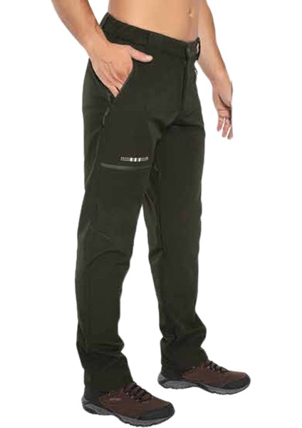 Softshell Koyu Yeşil Kışlık Polarlı Outdoor Pantolon - 2228-04