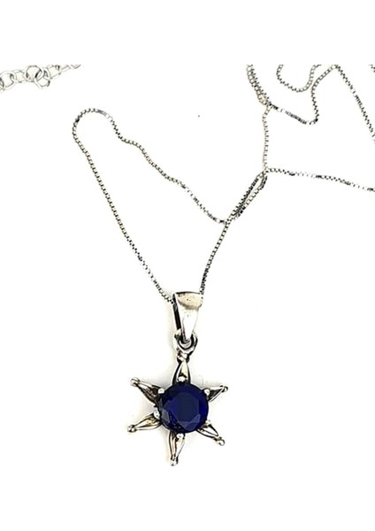 Lacivert zirkon taşlı 925 ayar gümüş yıldız kolye fiyatları