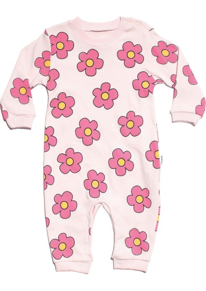 Kız Bebek Pudra Pembe Papatyalı Tulum