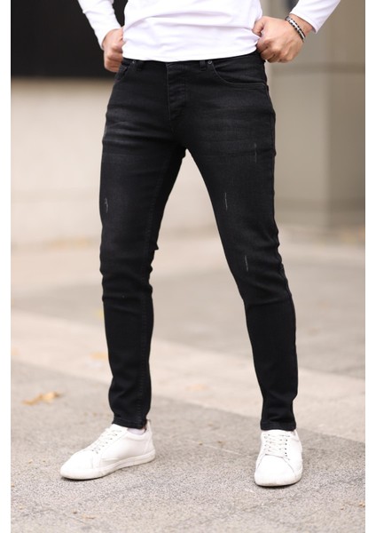 Erkek Jean Slim Fit Dar Paça Likralı Esnek Kot Pantolon