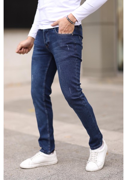 Erkek Jean Slim Fit Dar Paça Likralı Esnek Kot Pantolon