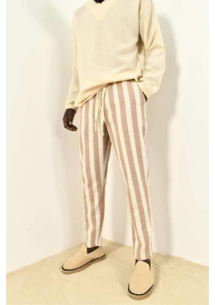 Siyah Çizgili Bohem Keten Pantolon fiyatları