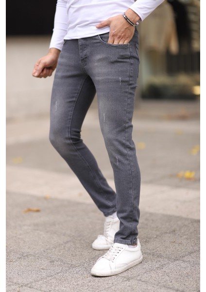 Erkek Jean Slim Fit Dar Paça Likralı Esnek Kot Pantolon