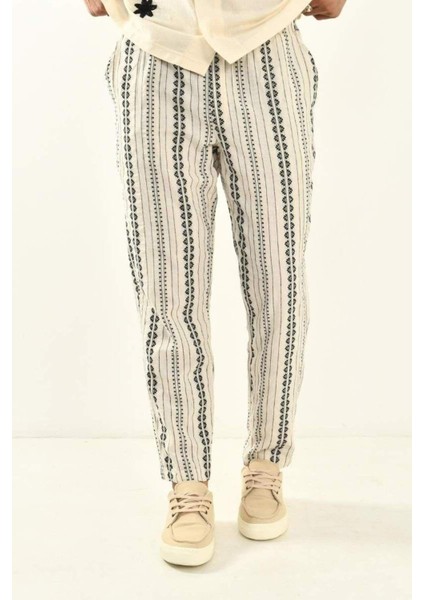 Bej Desenli Bohem Keten Pantolon 450349 fiyatları