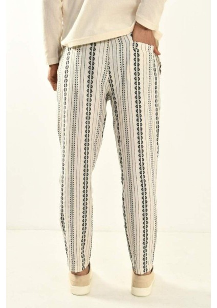 Bej Desenli Bohem Keten Pantolon 450349 indirimleri