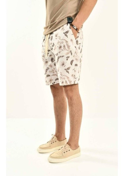 Kahve Desenli Keten Şort fırsatları