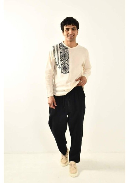 Siyah Müslin Kumaş Erkek Basic Pantolon