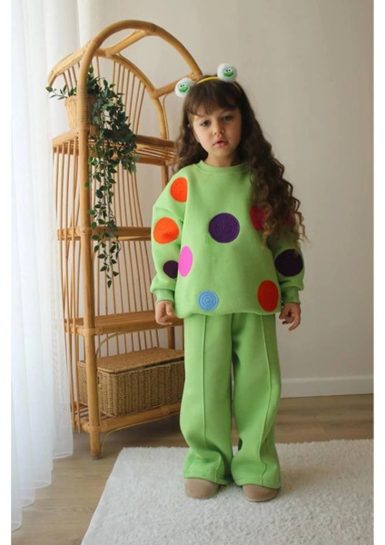 Renkli Benekli Detaylı Kız Çocuk Tarz Eşofman Takımı fiyatları