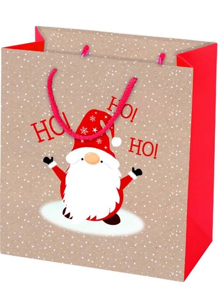 215X120X240 mm Noel Baba Desenli Karton Çanta