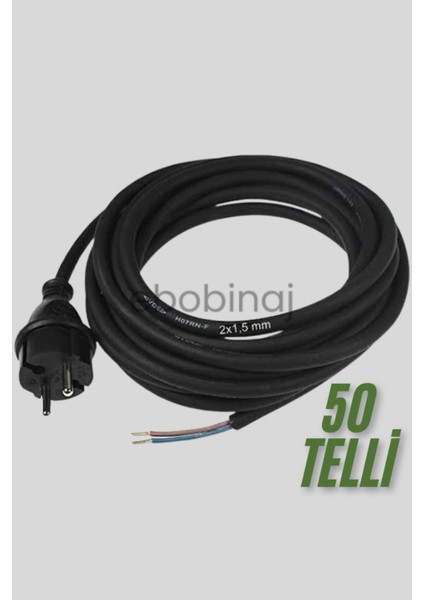 4 Metre 2x1,5 mm 50 Telli Yüksek Kalite Fişli Kablo