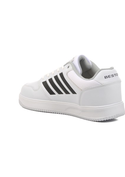 Beyaz-Siyah Bağcıklı Unisex Spor Ayakkabı 074 G