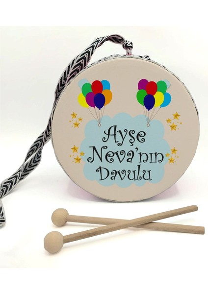 Balonlu, Isim Yazılı Gerçek Deri, Oyuncak Çocuk Davulu (Kırmızı) (1-5 Yaş) fiyatları